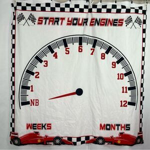 Baby Monthly Milestones Blanket , Race Car Theme Photo Background 37” X 37”